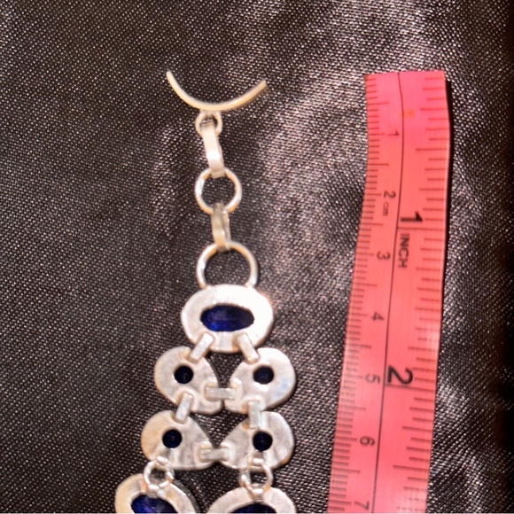 Sophisticated London Blue Topaz multi-gem cluster statement cuff Bracelet - Picture 10 of 12